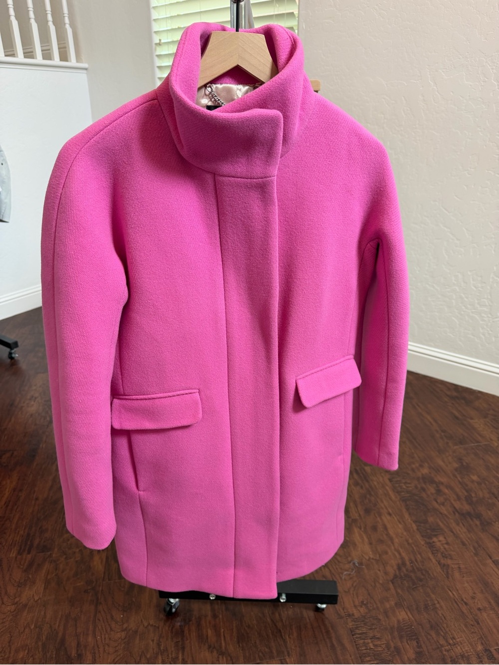 J. Crew Women Pink Stadium Stand-Collar Coat
